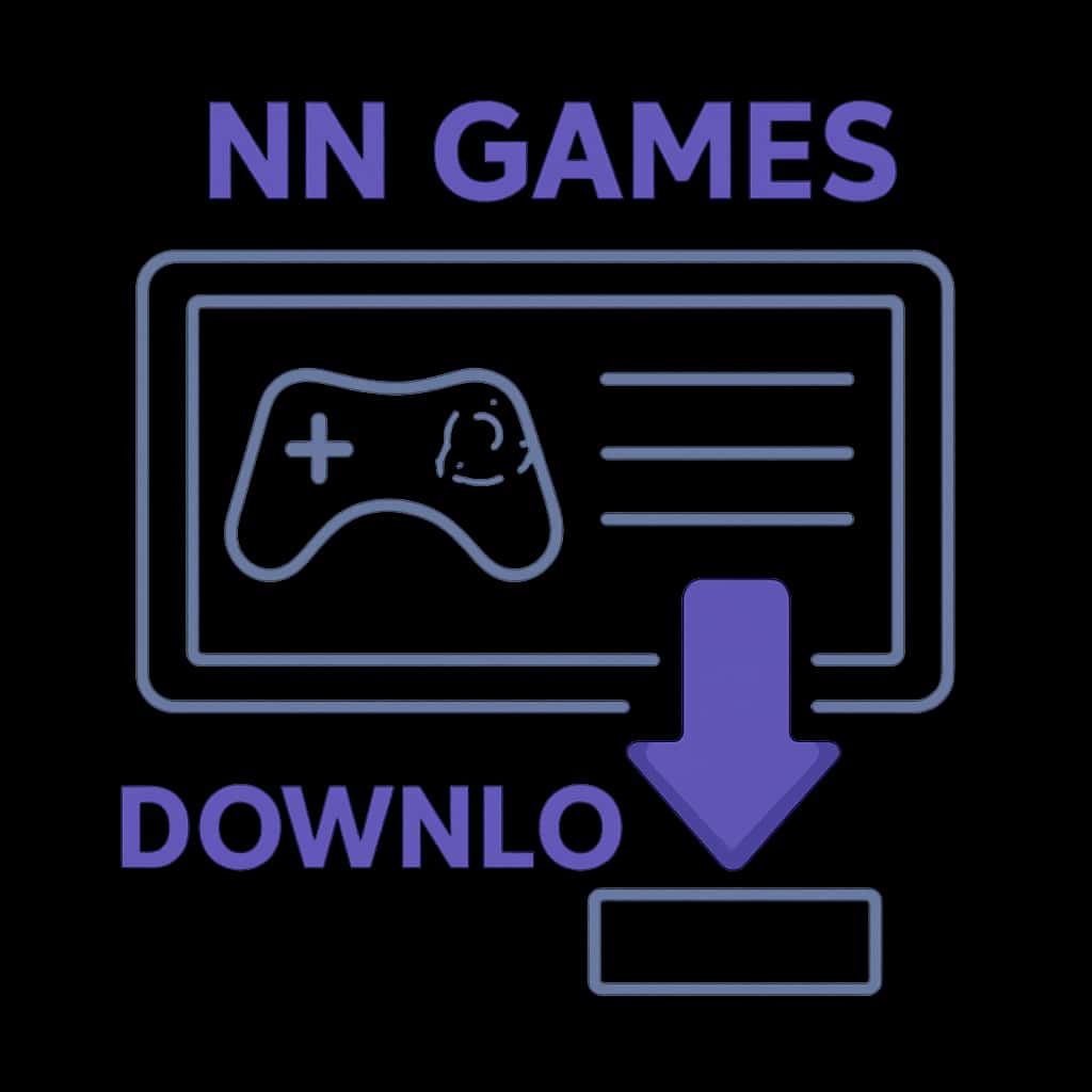 Diagram illustrating step-by-step NN Games download instructions.